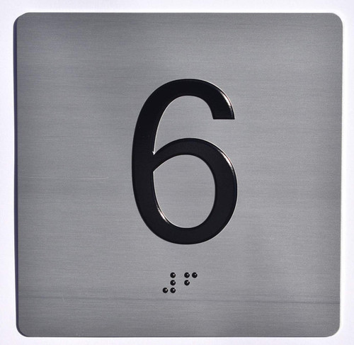 ADA ELEVATOR JAMB PLATE WITH BRAILLE 6TH FLOOR SIGN