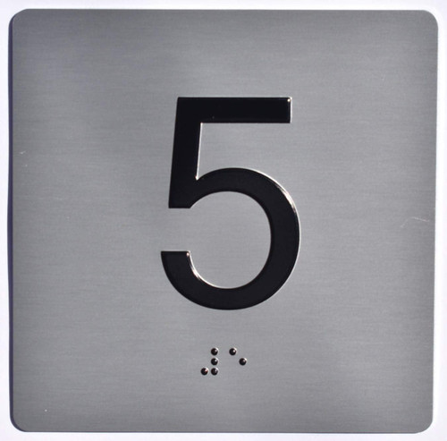 ADA ELEVATOR JAMB PLATE WITH BRAILLE 5TH FLOOR SIGN