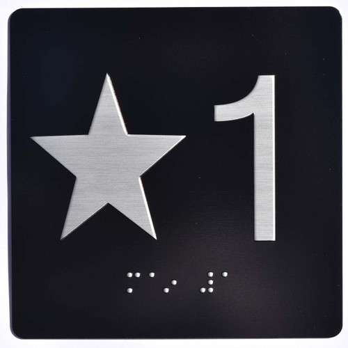 ADA ELEVATOR JAMB PLATE WITH BRAILLE STAR 1 SIGN ADA ELEVATOR JAMB PLATE WITH BRAILLE STAR 1 SIGN