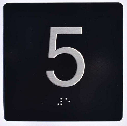 ADA ELEVATOR JAMB PLATE WITH BRAILLE 5TH FLOOR SIGN