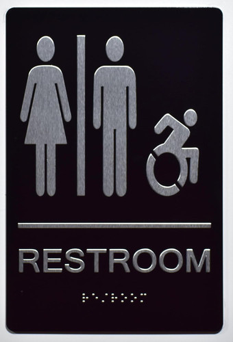 ADA RESTROOM TACTILE GRAPHICS GRADE 2 BRAILLE SIGN