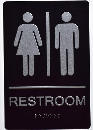ADA RESTROOM WITH RAISED LETTERS SIGN