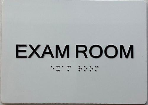 Exam room with Raised letters,Grade 2 Braille 5" W x 7" H,white, Tacticle , double sided tape- The sensation line Exam room with Raised letters,Grade 2 Braille 5" W x 7" H,white, Tacticle , double sided tape- The sensation line