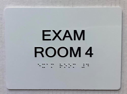 Exam room with Raised letters,Grade 2 Braille 5" W x 7" H,white, Tacticle , double sided tape- The sensation line Exam room with Raised letters,Grade 2 Braille 5" W x 7" H,white, Tacticle , double sided tape- The sensation line