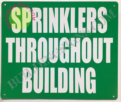 SPRINKLERS Throughout Building Sign