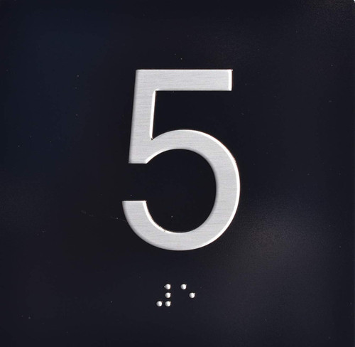 5TH Floor Elevator Jamb Plate - with Braille and Raised Number-Elevator Floor Number -