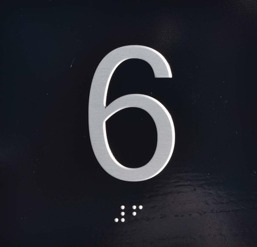 6TH Floor Elevator Jamb Plate - with Braille and Raised Number-Elevator Floor Number -