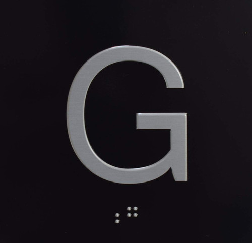 Ground Floor Elevator Jamb Plate - with Braille and Raised Number-Elevator Floor Number - Ground Floor Elevator Jamb Plate - with Braille and Raised Number-Elevator Floor Number -