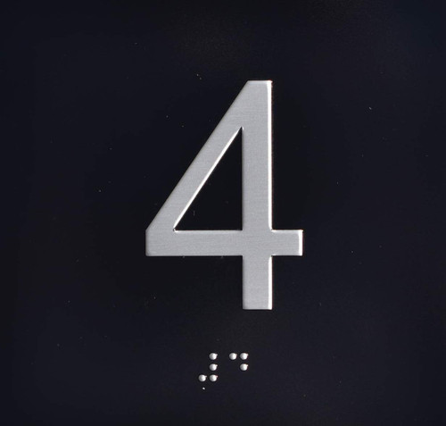 4TH Floor Elevator Jamb Plate - with Braille and Raised Number-Elevator Floor Number -
