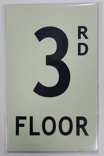 Floor number 3 Sign HEAVY DUTY / GLOW IN THE DARK "FLOOR NUMBER" SIGN HEAVY DUTY