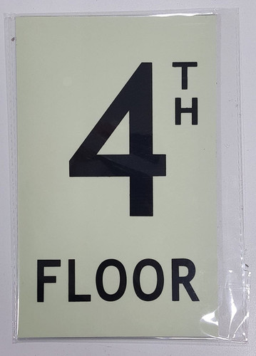 Floor number 4 Sign HEAVY DUTY / GLOW IN THE DARK "FLOOR NUMBER" SIGN HEAVY DUTY