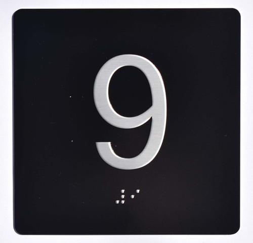 Elevator JAMB Plate with Braille - Elevator Floor Number Brush BLACK Elevator JAMB Plate with Braille - Elevator Floor Number Brush BLACK