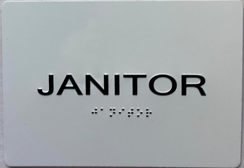 Janitor Closet with Raised letters/Image & Grade 2 Braille - Includes Red Adhesive pad for Easy Installation Janitor Closet with Raised letters/Image & Grade 2 Braille - Includes Red Adhesive pad for Easy Installation