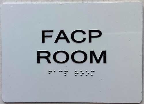 FIRE ALARM CONTROL PANEL ROOM  with Raised letters Grade 2 Braille - Includes Red Adhesive pad for Easy Installation