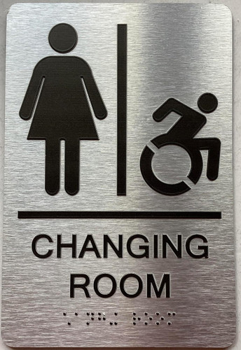 CHANGING ROOM with Raised letters/Image & Grade 2 Braille - Includes Red Adhesive pad for Easy Installation CHANGING ROOM with Raised letters/Image & Grade 2 Braille - Includes Red Adhesive pad for Easy Installation
