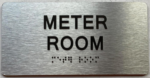 METER ROOM with Raised letters/Image & Grade 2 Braille - Includes Red Adhesive pad for Easy Installation METER ROOM with Raised letters/Image & Grade 2 Braille - Includes Red Adhesive pad for Easy Installation