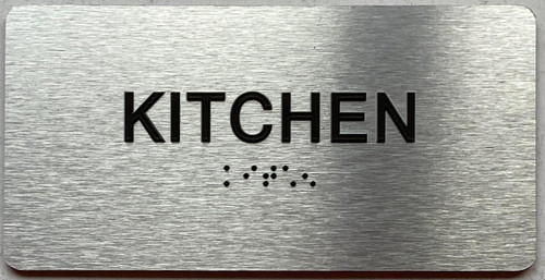 KITCHEN  with Raised letters/Image & Grade 2 Braille - Includes Red Adhesive pad for Easy Installation