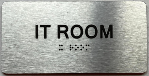 I.T ROOM  with Raised letters/Image & Grade 2 Braille - Includes Red Adhesive pad for Easy Installation