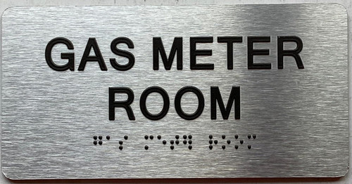 GAS METER ROOM  with Raised letters/Image & Grade 2 Braille - Includes Red Adhesive pad for Easy Installation