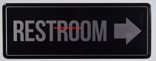 Restroom Right Arrow Sign