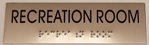RECREATION ROOM - BRAILLE-STAINLESS STEEL Tactile  Signs