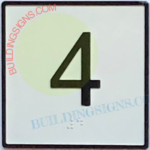 Elevator Floor Number 4 Sign- Elevator JAMB Plate 4 Sign Elevator Floor Number 4 Sign- Elevator JAMB Plate 4 Sign