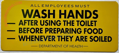 NYC All employee must wash hands SIGN NYC All employee must wash hands SIGN
