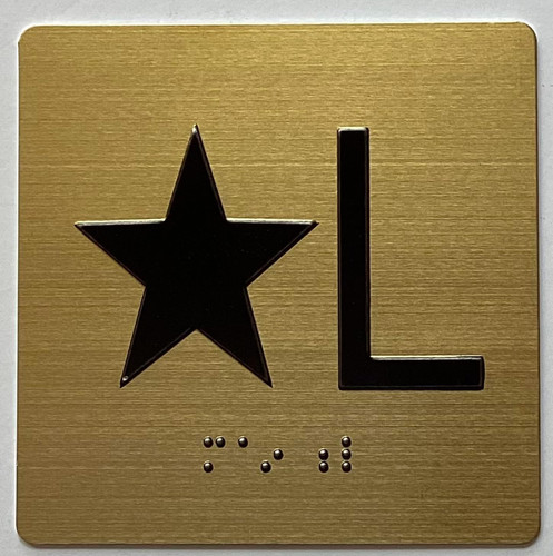 STAR L Elevator Jamb Plate sign With Braille and raised number-Elevator STAR LOBBY floor number sign STAR L Elevator Jamb Plate sign With Braille and raised number-Elevator STAR LOBBY floor number sign