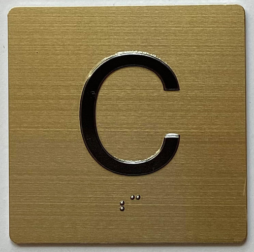 C Elevator Jamb Plate sign With Braille and raised number-Elevator CELLAR floor number sign C Elevator Jamb Plate sign With Braille and raised number-Elevator CELLAR floor number sign