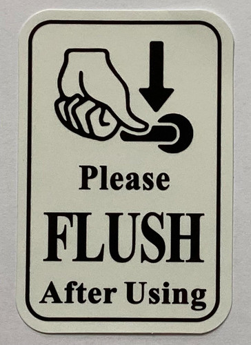 PLEASE FLUSH AFTER USING STICKERS WITH IMAGE