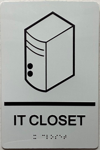 IT Closet Sign with Raised letters/Image & Grade 2 Braille - Includes Red Adhesive pad for Easy Installation IT Closet Sign with Raised letters/Image & Grade 2 Braille - Includes Red Adhesive pad for Easy Installation