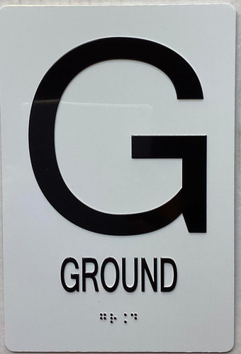 GROUND FLOOR SIGN with Raised letters/Image & Grade 2 Braille - Includes Red Adhesive pad for Easy Installation GROUND FLOOR SIGN with Raised letters/Image & Grade 2 Braille - Includes Red Adhesive pad for Easy Installation