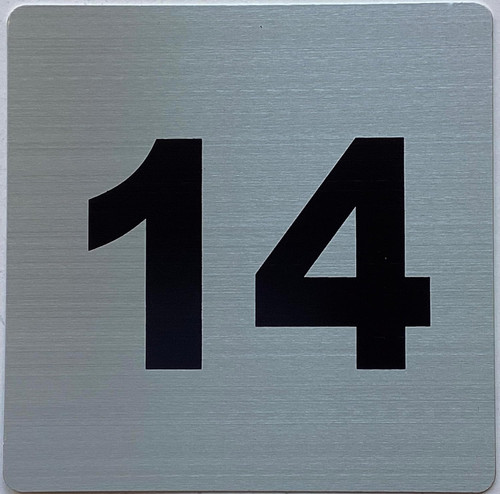 Apartment number 14 sign 4x4 inch, SILVER, with double sided tape-Broadway Line