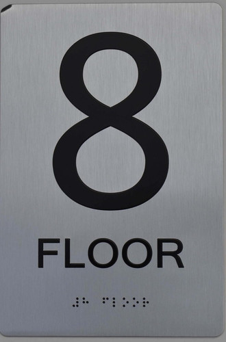 FLOOR NUMBER SIGN Tactile Graphics Grade 2 Braille Text with raised letters aluminum, Safety Sign for Office, school Hospital, brush SILVER FLOOR NUMBER SIGN Tactile Graphics Grade 2 Braille Text with raised letters aluminum, Safety Sign for Office, school Hospital, brush SILVER