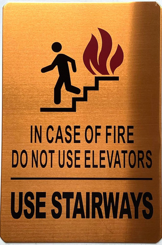IN CASE OF FIRE DO NOT USE ELEVATORS SIGN