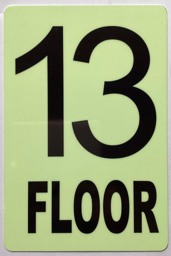 GLOW IN DARK FLOOR NUMBER SIGN- THE GLOWMARK LINE (13TH FLOOR)