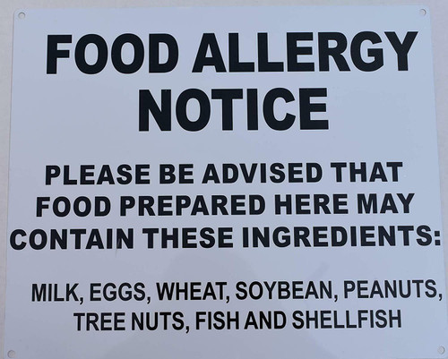 Food Allergy Notice Sign