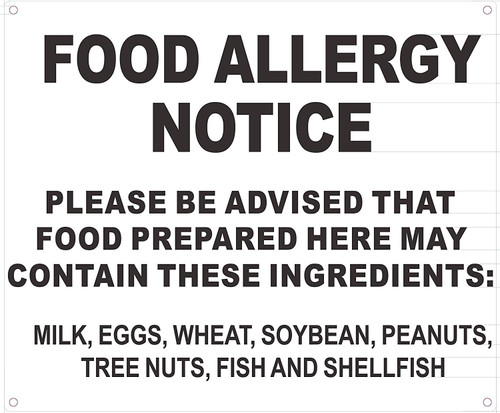 Food Allergy Notice Sign