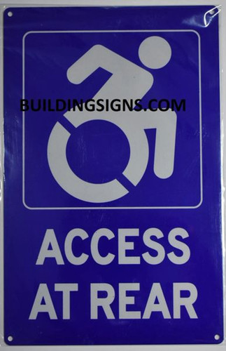 Wheelchair Access at Rear Sign-Tactile Signs