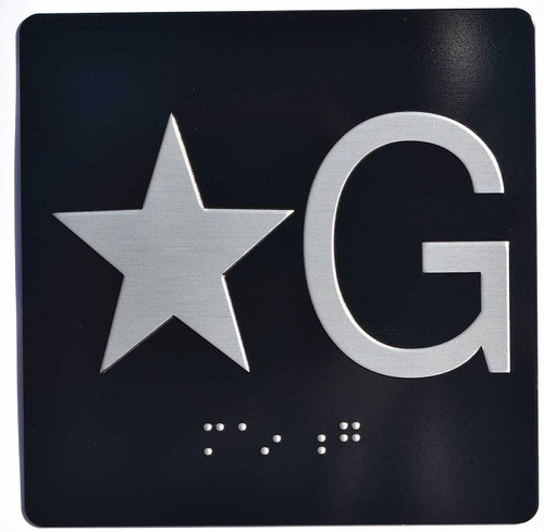 Star G (Star Ground) Elevator Jamb Plate Sign- Star G (Star Ground) Elevator Jamb Plate Sign-