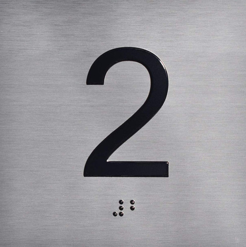 2ND Floor Elevator Jamb Plate Sign- with Braille and Raised Number-Elevator Floor Number Sign-