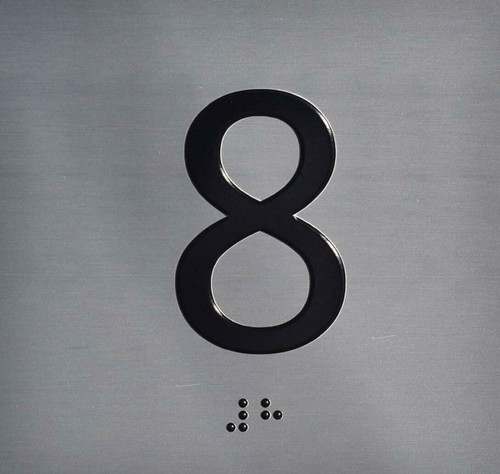 8TH Floor Elevator Jamb Plate Sign- with Braille and Raised Number-Elevator Floor Number Sign-