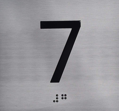 7TH Floor Elevator Jamb Plate Sign- with Braille and Raised Number-Elevator Floor Number Sign-