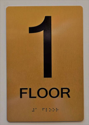 Floor 1 Sign-Tactile Signs - 1ST Floor Sign-Tactile Signs - Gold Floor 1 Sign-Tactile Signs - 1ST Floor Sign-Tactile Signs - Gold
