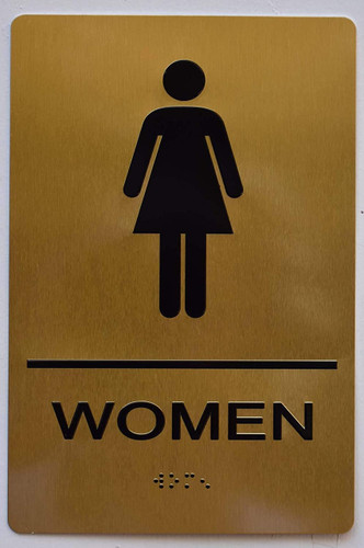 Women Restroom Gold Sign-Tactile Signs Women Restroom Gold Sign-Tactile Signs