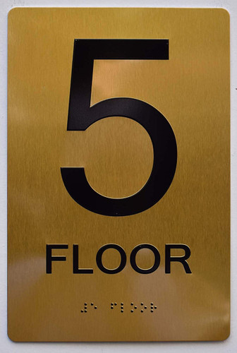 Floor 5 Sign-Tactile Signs - 5th Floor Sign-Tactile Signs - Gold Floor 5 Sign-Tactile Signs - 5th Floor Sign-Tactile Signs - Gold
