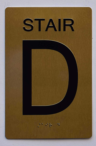 Stair D Sign-Tactile Signs - Gold Stair D Sign-Tactile Signs - Gold