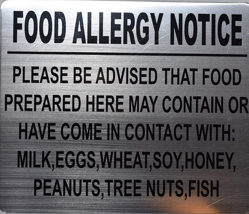 Food Allergy Notice Sign Food Allergy Notice Sign