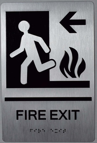 FIRE EXIT Left Arrow Sign-Tactile Signs FIRE EXIT Left Arrow Sign-Tactile Signs