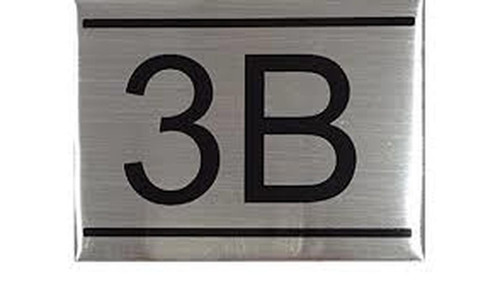 APARTMENT NUMBER SIGN -3B -BRUSHED ALUMINUM